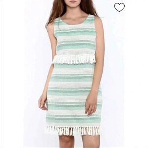 Cupcakes & Cashmere | Mint & Cream Martini Tassel Shift Dress Size Small S